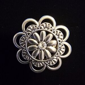 Tie Clip flower silver tone clip
